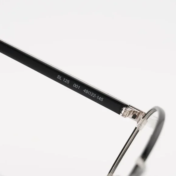 Saint Laurent SL125 001 Eyeglasses Black/Silver 49mm Round Frame